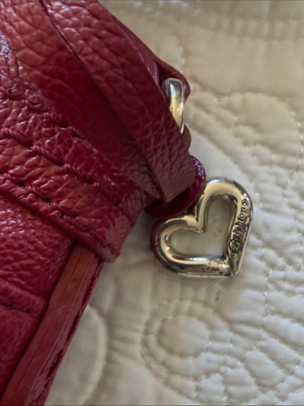 Brighton Deep Red Leather Studded Crossbody - Picture 5 of 6